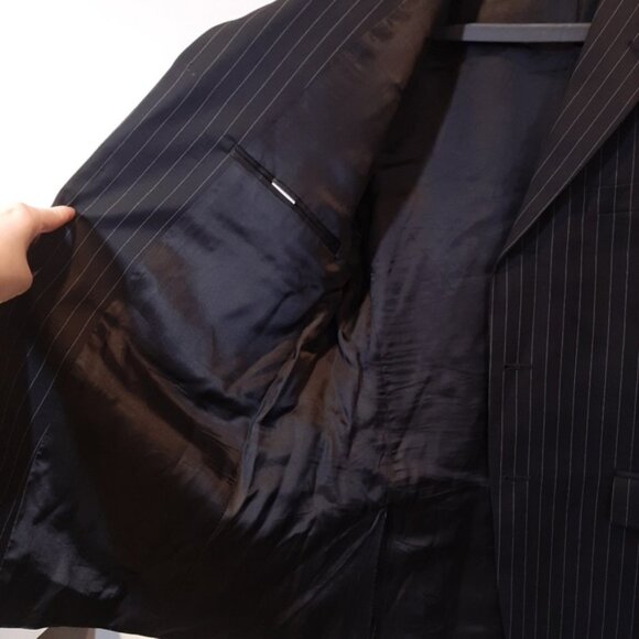 Vintage CHAPS Pinstripe Blazer Jacket Wool Suit Sport Coat Business Mens 40S - Picture 7 of 13